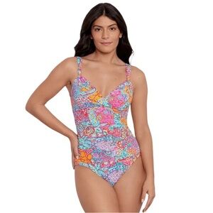 Lauren Ralph Lauren Amara Surplice One-Piece Swimsuit Size 14 NWT